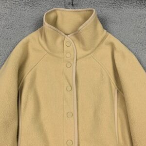 Outdoor Voices Jacket Women's Large L Tan RecFleece Snap Front Relaxed Fit Cozy